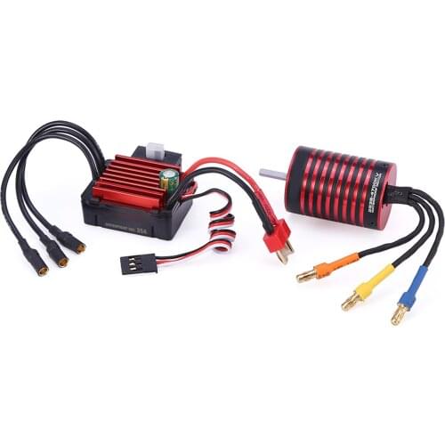 4700KV Brushless Motor and 35A ESC Combo Set 2s T plug Waterproof Compatible with Traxxas HSP Tamiya Axial 1/16 1/12 RC Car