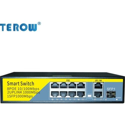 8-POE+2-Uplink+1-SFP 52V POE Gigabit Ethernet Switch Internal Power 250M for Network IP cameras/ wireless AP/ CCTV