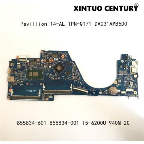 855834-601 855834-001 For HP Pavillion 14-AL Laptop Motherboard TPN-Q171 DAG31AMB6D0 W/ i5-6200U 940MX 2GB 100% tested working