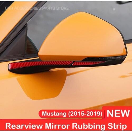 Car Rearview Mirror Anti-rub Strips Anti-collision Carbon Fiber Stickers Decals For Ford Mustang 2015-2019 Auto Accessories