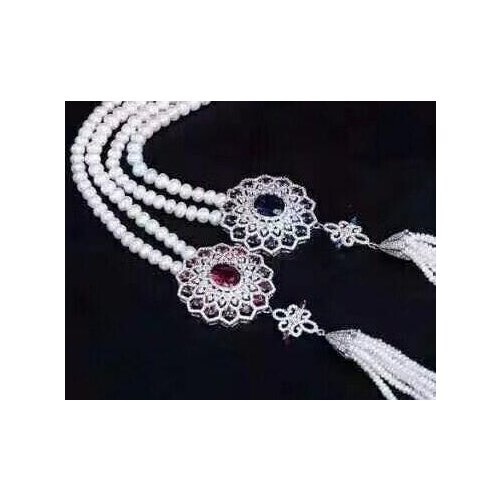 Free shipping >>>>noble jewelry 8-9mm Freshwater white pearl necklace pendant