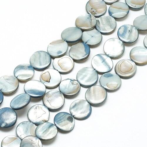 28pcs/strand Natural White Shell Beads Mother of Pearl Shell Beads Loose Flat Round Shell Chip Charms Beads For Jewelry Making