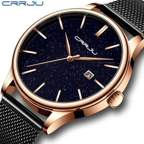 CRRJU Fashion Mens Watches Top Brand Luxury Relogio Masculino Business Quartz Watch Clock Men Wateproof Wrist Watches Starry