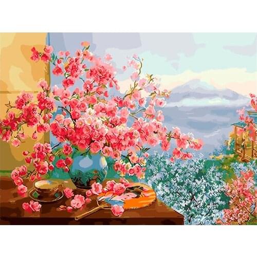 Flowers European Style Printed Fabric 11CT Cross-Stitch Embroidery Patterns DMC Threads Sewing Handmade Hobby Wholesale