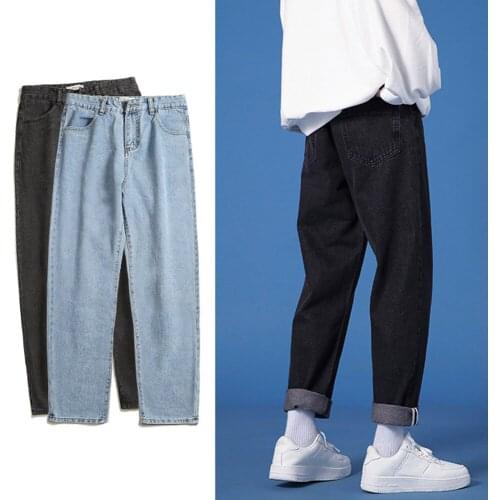 Men Denim Jeans Pants Casual Trousers Mens Slim Fit Long Pants Male Black Pencil Trousers Streetwear