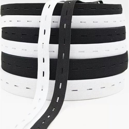 Elastic Bands 15/20/25/30MM White Black Nylon Highest with Hole Elastic Webbing DIY Craft Sewing Garment Trousers Accessories 5M