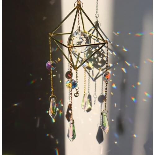 Crystal Pendant Moon&sun Sun Light catcher Cloud Prism Ornament Pendant Gift Car Charm Sunburst Decor For Garden Outdoor Home