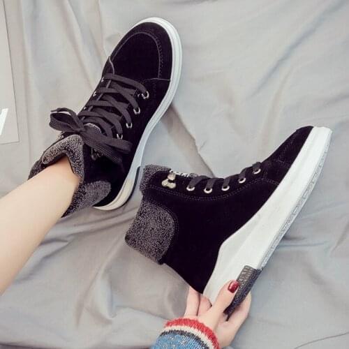 Flock Luxury Winter Shoes Women With Fur Canvas Vulcanized Chunky Sneakers Warm Female Walking Casual Shoes zapatos para mujer