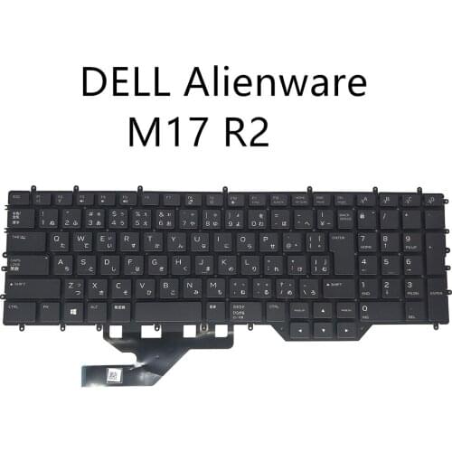 Backlit JP Laptop Keyboard for Dell Alienware M17 R2 2nd Gen 2019 Black Colored Backlighting No Frame PK132KG1A45 Japanese