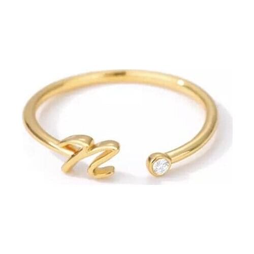 26 letter stainless steel ring with diamonds European and American hip hop fashion trend jewelry gifts for girlfriend