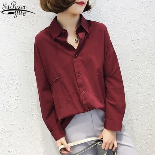 2021 Korean Loose Ladies Tops Blusas Long Sleeve Button Cardigan Blouse Autumn Women Casual Plus Size Solid Women Shirt 10323