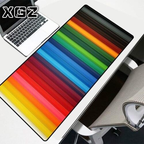 XGZ Mousepad Exquisite Black Seaming Gaming Mouse Pad Rainbow Pattern Office Computer Non-slip Desk Mat Gaming Accessories