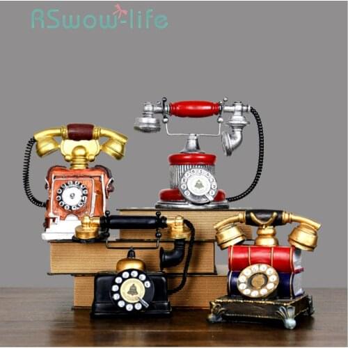 Creative Old Cafe Bar Vintage Telephone Window Decoration Model Decoration Resin Telephone Crafts For Home Decor