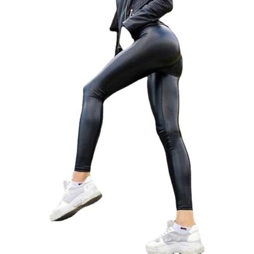 Sexy Stretch Push Up Leggings Womens Leather Bottom Pants Coloured Hip-up Bomb Slim Nine-minute Pants Sexy Fashion Pants
