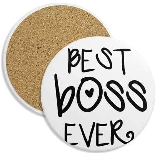 Best Boss Ever Office Worker Words Quotes Stone Drink Ceramics Coasters for Mug Cup Gift 2pcs