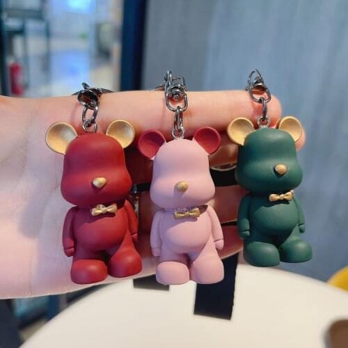 Cartoon Bear Keychain Ring Cute Resin Doll Trend Couple Car Key Chain Student Bag Pendant Mens Womens Small Pendant Gifts