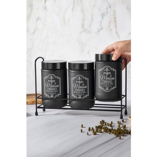 Households Standing Black 3 Pcs Spice Rack Set