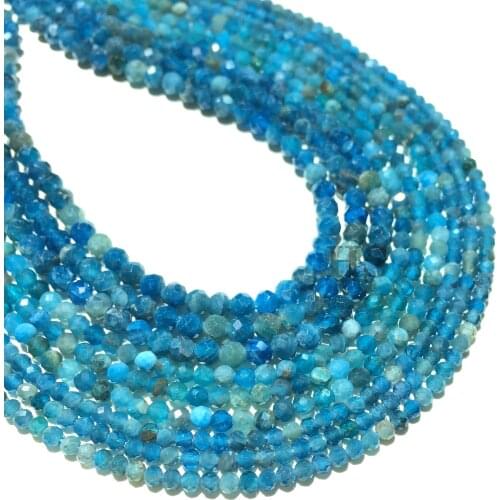 Natural Blue Apatite Small Faceted Round Loose Bead Healing Energy Stone for Jewelry Making Bracelet Necklace Design 2mm 3mm 4mm
