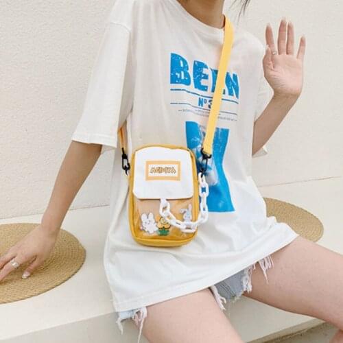 Fresh and sweet nylon waterproof mobile phone bag 2021 new womens bag Korean fashion chain one-shoulder cross-slung bag