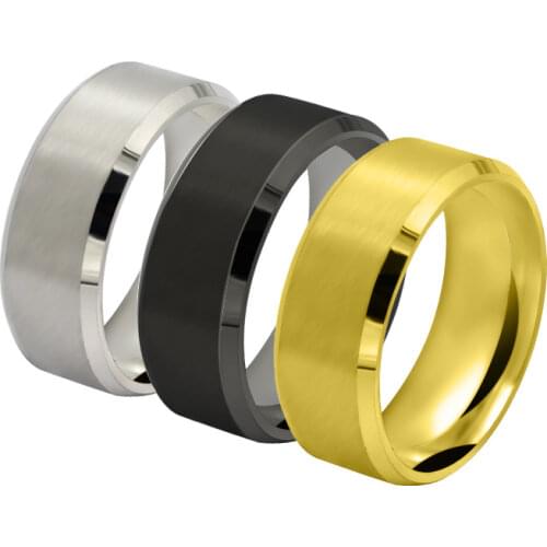 New Design Black/Silvery/Gold Color 8mm Classic Ring Male 316L Stainless Steel Jewelry Wedding Ring For Man #6-13