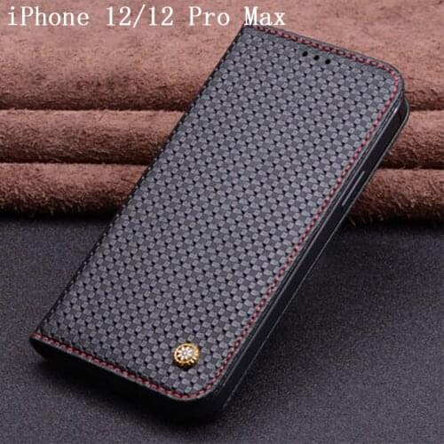 New Fashion Genuine Leather Case for iPhone 12 Wallet Cover for iPhone 12 Pro Max/12 Mini Magnetic Flip Phone Skin for iPhone 12