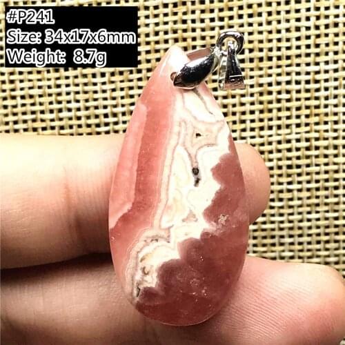Genuine Natural Red Rhodochrosite Pendant Jewelry For Woman Man Crystal Argentina Gemstone Beads Silver Water Drop Stone AAAAA