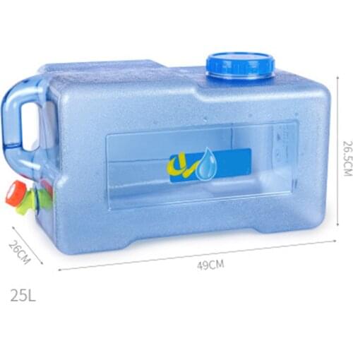 25L Outdoor Camping Water Carrier Storage Container Square PC Car Bucket Thickened with Faucet Self -Driving Car Portable Bucket