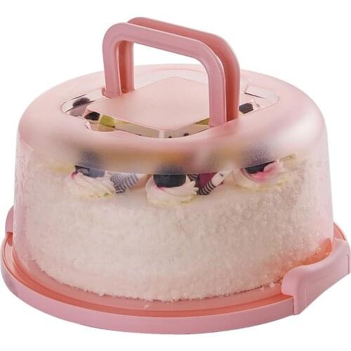 Portable Cake Storage Box Multicolor Blue Green Pink Round Birthday Food Fruits Dessert Baking Container Carrier Holder Case New