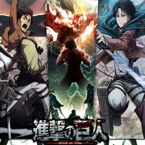 Classic Anime Attack Of Titans Poster Vintage Posters Stickers Anime Bedroom Manga Wall Collage Decoration Wall Stickers 8 PCS