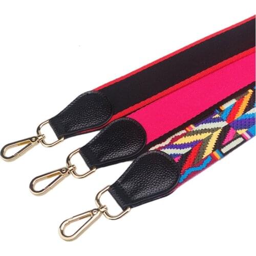 Weaving&cow leather Adjustable Nylon Lady Wide Bag Strap Chic Classical Female Shoulder Bag Belts Easy Matching Bags Accessories