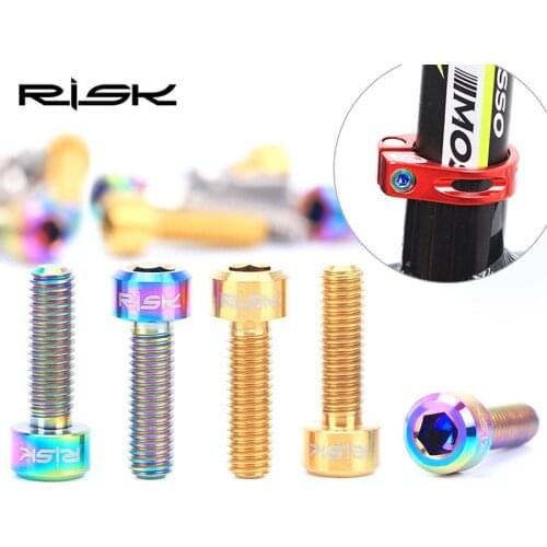RISK 6Pcs Titanium M5x16/18mm Stem Screws Bolt Bicycle Bike MTB Steering Stem Handlebar Titanium Screw