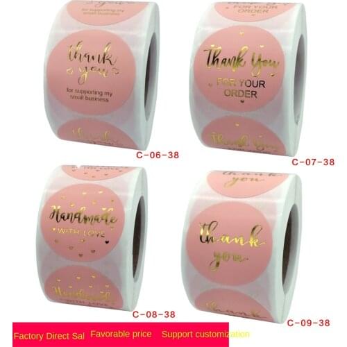 Roll pink gilded thank you sticker self adhesive roll sticker envelope / gift decoration