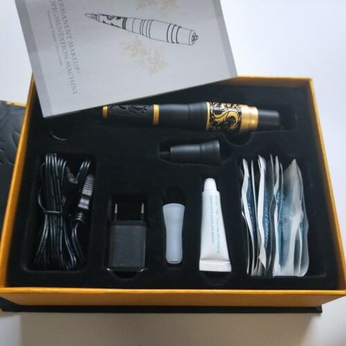 1set Golden Dragon Tattoo Machine Professional Permanent Makeup Machine Kit For 3D Embroidery Eyebrow/Eyeliner/Lip