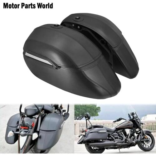 Universal Motorcycle Classic Hard Bags Saddlebags & Heavy Duty Mounting Black For Kawasaki For Honda For Harley Touring Softail