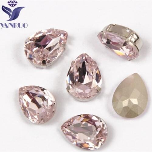YANRUO 4320 Drop Light Rose Strass Craft Sewed Rhinestones Glass Stones jewelry For clothes