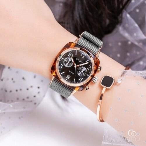 Women Square Watches Casual Nylon Belt Quartz Watch Women Super Simple Unisex Watch Striped Ladies Dress Watch montre femme New