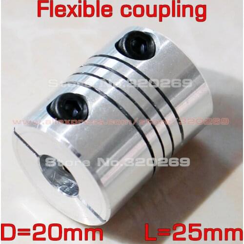 1pc Flexible clamp screw coupler D20 L25 shaft coupling 3.18mm 4 mm 5mm 6mm 6.35mm 7mm 8mm mm