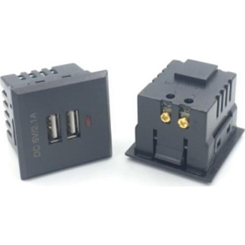 1PCS Dual USB AC Power Socket Embedded Dual USB Desktop Receptacle DC Charging Power Panel Module Outlet 5V 2.1A