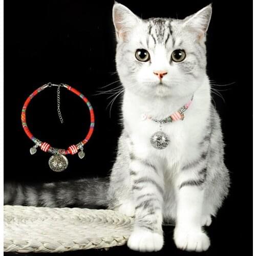 1Pc Adjustable Cat Collars Personalized Retro Pets Cats Necklace With Hollow Bell Ornaments Pet Supplies Puppy Collar Decoration