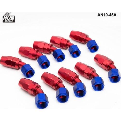 10pcs /set Universal 45 Degree High Performance AN10 Hose End Fitting Aluminum oil cooler hose fitting AN10-45A