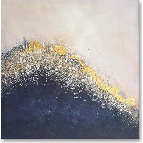 100% Hand Painted Abstract New Gold Design Picture Canvas Art Real Handmade Texture Oil Painting Wall Decor Art Free Shipping