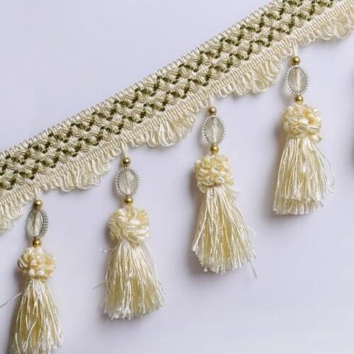 12yards/lot Lace Tassel Bead Lobbing Fringe Applique Ball Curtain Sofa Tablecloth Accessories Lace Trim Diy Decoration Fabric