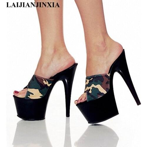 17cm Classic Neon Green Heels Lady Fashion High Heel Shoes 7 Inch Sexy Color Block Summer Slippers Size 5-12