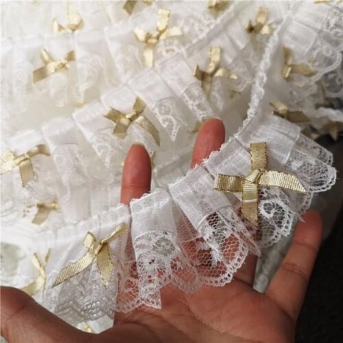 2M/lot 5cm wide Handmade diy three-dimensional white snow yarn lace bow decoration lace home flower lace accessories SC452