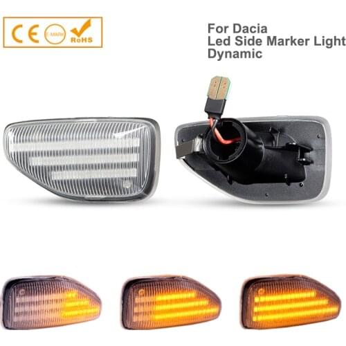 2Pcs Dynamic Car Led Side Marker Turn Signal Light For Renault Dacia Duster 2018- Logan II 2012- Sandero II 2012- Amber