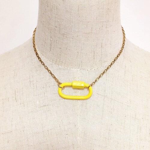 2020 stainless steel thin chain pendant necklace hip-hop fashion mens simple versatile neck accessories multi-color buckle