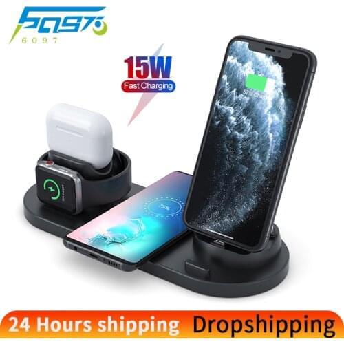 3 in 1 Wireless Charger Stand 15W Fast Charging Station Dock for iphone Samsung Xiaomi Applea Watch Airpods Wireless Chargers