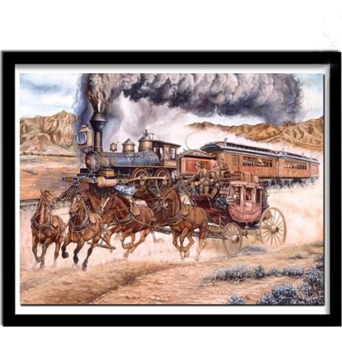 Full drill Diamond embroidery landscape diy diamond Painting carriage and train Cross Stitch Kit Rhinestone Mosaic anima