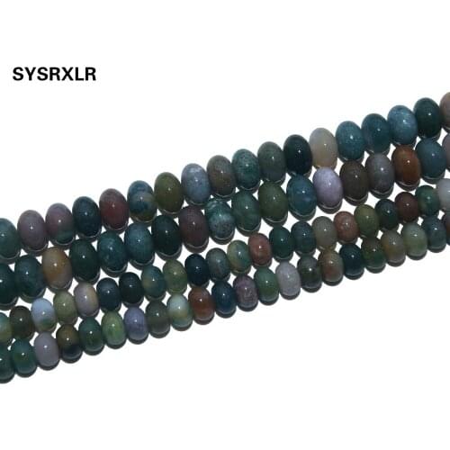 Free Shipping Indian Agates Natural Stone Spacer Rondelle Beads For Jewelry Making Charm DIY Bracelet Necklace 4*7/5*8 MM