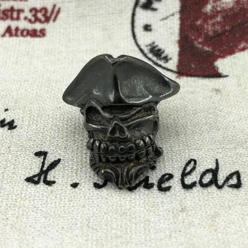 1PC EDC Paracord Beads Black Pirate Captain Skull Retro Brass Oxide Umbrella Rope Cord Lanyard Pendants Knife Beads Accessories